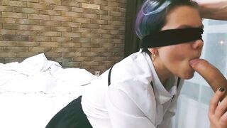Hottie oral sex inside the hotel from a young school girl