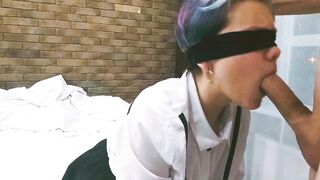 Hottie oral sex inside the hotel from a young school girl