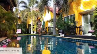 I love swimming nude inside the pool and masturbating!