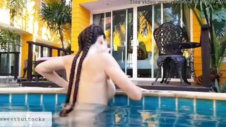 I love swimming nude inside the pool and masturbating!