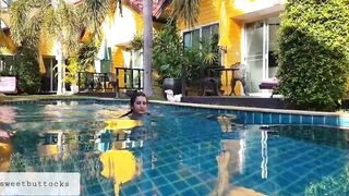 I love swimming nude inside the pool and masturbating!