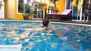 I love swimming nude inside the pool and masturbating!
