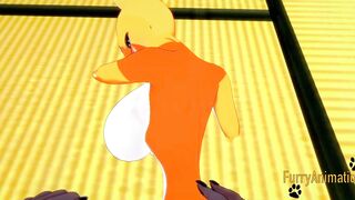 Digimon Animated - Taomon & Grey Fox hand job, boobjob, oral sex and fuck 2/2 - Yiff Manga Animated Japanese Porn