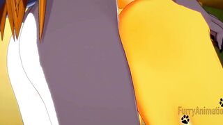 Digimon Animated - Taomon & Grey Fox hand job, boobjob, oral sex and fuck 2/2 - Yiff Manga Animated Japanese Porn
