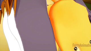 Digimon Animated - Taomon & Grey Fox hand job, boobjob, oral sex and fuck 2/2 - Yiff Manga Animated Japanese Porn