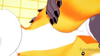 Digimon Animated - Taomon & Grey Fox hand job, boobjob, oral sex and fuck 2/2 - Yiff Manga Animated Japanese Porn