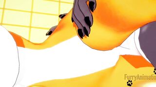 Digimon Animated - Taomon & Grey Fox hand job, boobjob, oral sex and fuck 2/2 - Yiff Manga Animated Japanese Porn