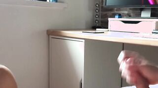POV video of a cute babe sucking a long hard dick