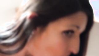 POV video of a cute babe sucking a long hard dick