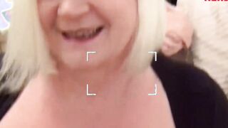 Curvy granny Lacey Starr titty fucking and blowjob