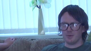 Mature British vixen sucks and fucks lucky nerd