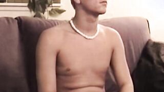 Handsome amateur strips naked to jerk off into big cumshot