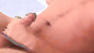 Hairy dick riding dude shows his hairy ass and jerks off