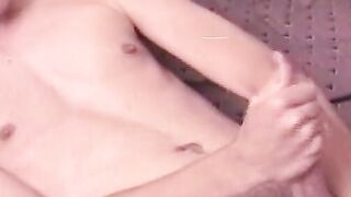 Handsome amateur guy lubes his dick and masturbates solo