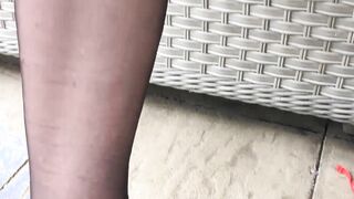 Mature lesbian pussy sucked by exotic babe outdoors