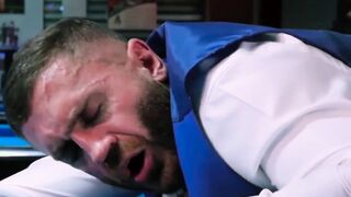 Hunk in classy suit pounded after being slapped with cock