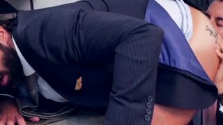 Sexy businessman fucked by slick young partner