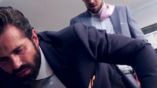 Sexy businessman fucked by slick young partner