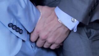 Businessman pounding partners tight wet butt hole hard