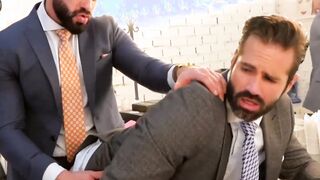 Hunk in suit and tie rimmed and fucked from behind