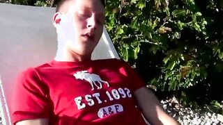 Smoker twink Ryan plays with his ass while stroking his cock