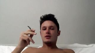Damon Archer fingers his hungry ass while he stroke his bone