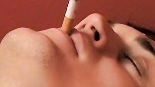 Dark haired Kevin masturbates after pushing dildo in own ass