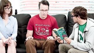 Sheldon and Leonard are working on their Japanese while Amy hangs out. She suggests she