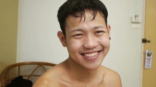 Young Asian twink rides cock bareback and makes daddy cum