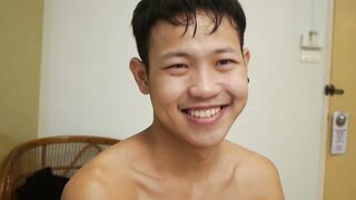 Young Asian twink rides cock bareback and makes daddy cum