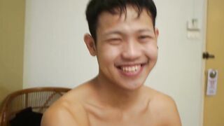 Young Asian twink rides cock bareback and makes daddy cum