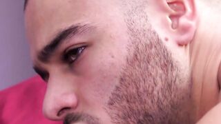 Beefy Latino homosexual bouncing hard on raw jock cock
