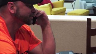 Buff dude watches gay porn before deep bareback sex