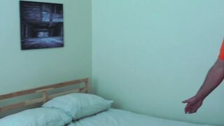 Buff dude watches gay porn before deep bareback sex