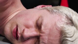 Blond gay banged hard by bearded jock stepdad in his room