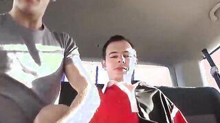 Sexy twinks Jake Richards and Dan throwing an orgy in a car