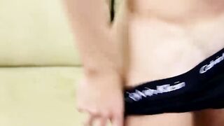 Handsome fit twink Jessie Douglas gets a little blowjob help