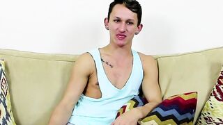 Handsome fit twink Jessie Douglas gets a little blowjob help