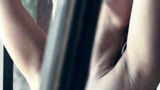 Little blonde bombshell touching herself sensually