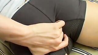 Teasing twink gets to jerk his fat cock on camera for real