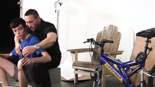 Deepthroating twink breeding with beefy stepdaddy lovingly