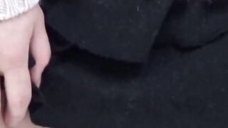 Naughty Japanese sweetie peeing through red panties
