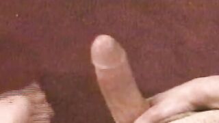 Slender stud spills load after stroking big dick