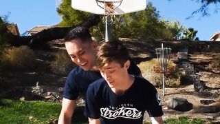 Skinny dude gets his friends cock deep inside of his throat
