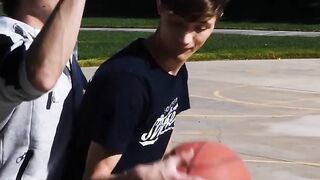 Skinny dude gets his friends cock deep inside of his throat
