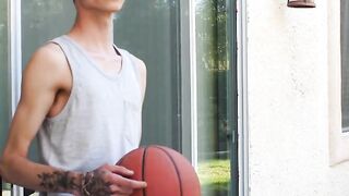 Skinny dude gets his friends cock deep inside of his throat