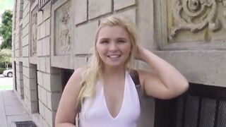 cute amateur big ass blonde teen fucks stranger for cash pov