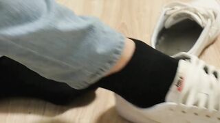 Hot blonde twink with big uncut cock solo masturbating