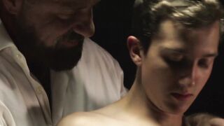 Sexy bubble butt teenager jerked off by hot bearded daddy