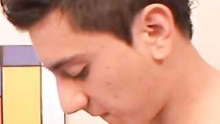 Two skinny Latinos suck each other before asshole pounding